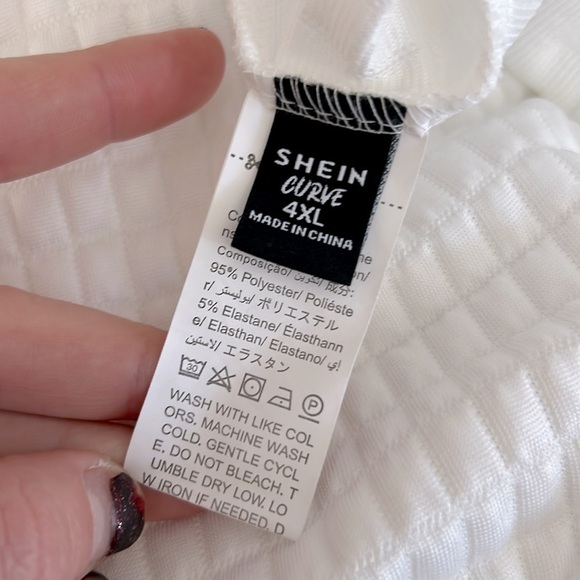 Plus Size Half Zip V-Neck White Cold Shoulder Waffle Knit Sweater Sweatshirt - Picture 9 of 11